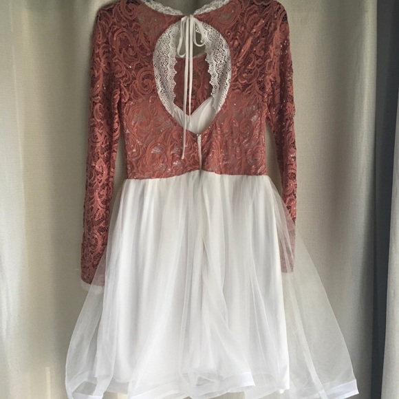 My Michelle Coral Lace Sequin Tulle Skirt Dress - Picture 4 of 10